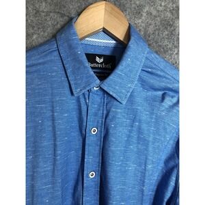 Buttercloth Shirt Mens Medium Blue Stripe Regular Fit Long Sleeve Button Up